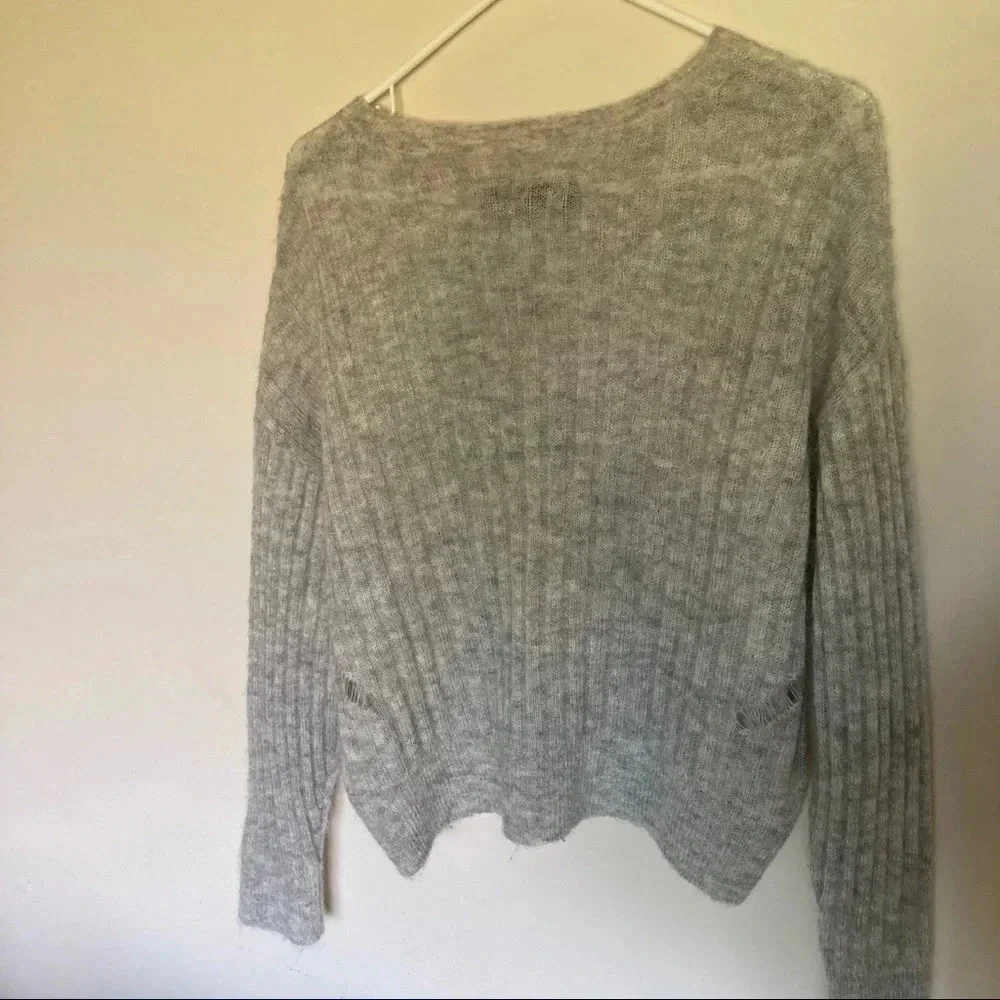IRO Opera Slashed Sweater Wool/Mohair Sz XS Pearl Gray